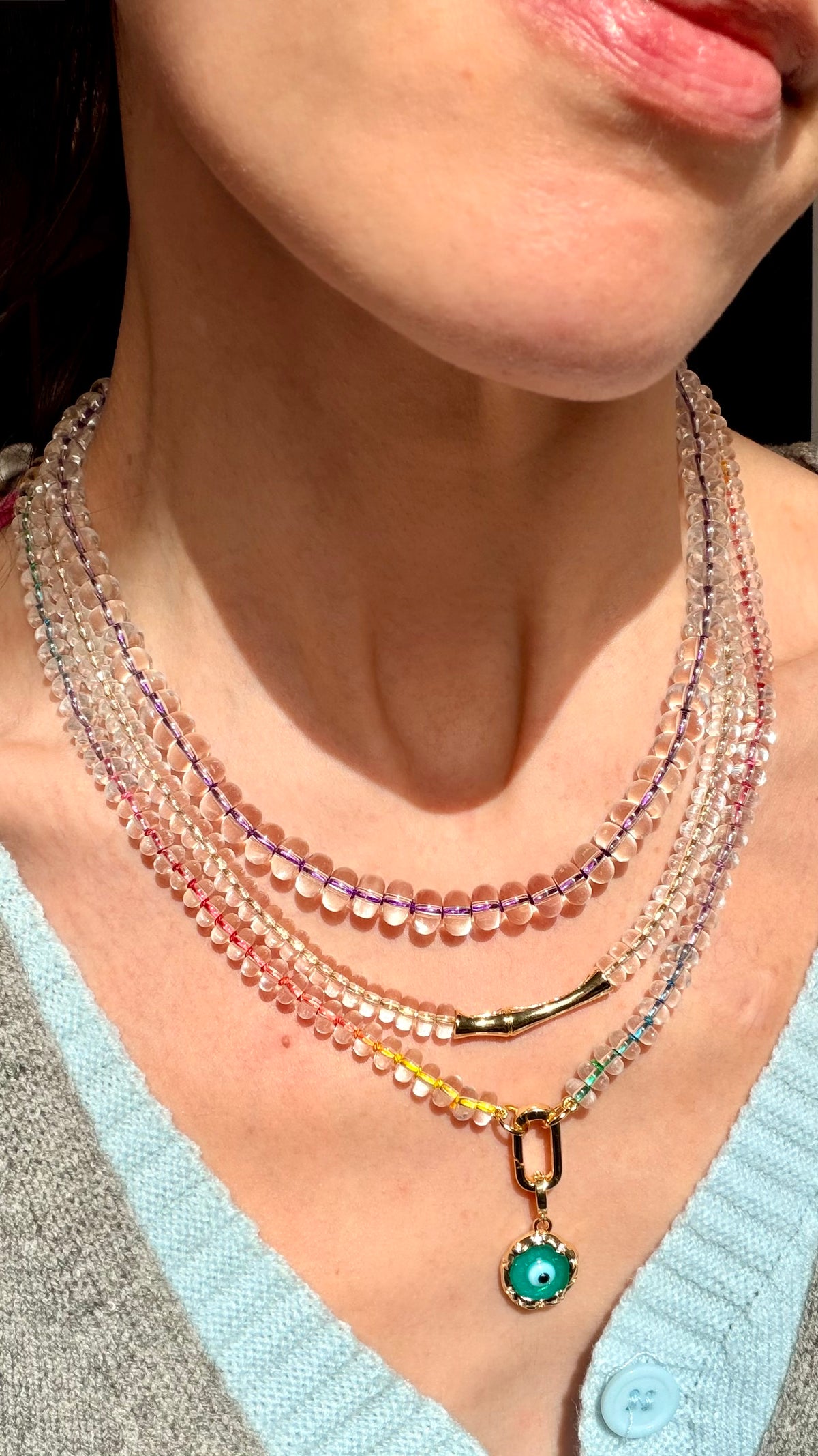 Icee Brain Freeze - Hand Knotted Quartz Gemstone Necklace