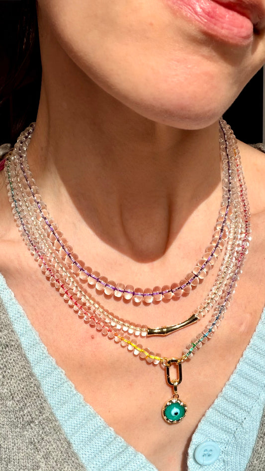 Icee Brain Freeze - Hand Knotted Quartz Gemstone Necklace