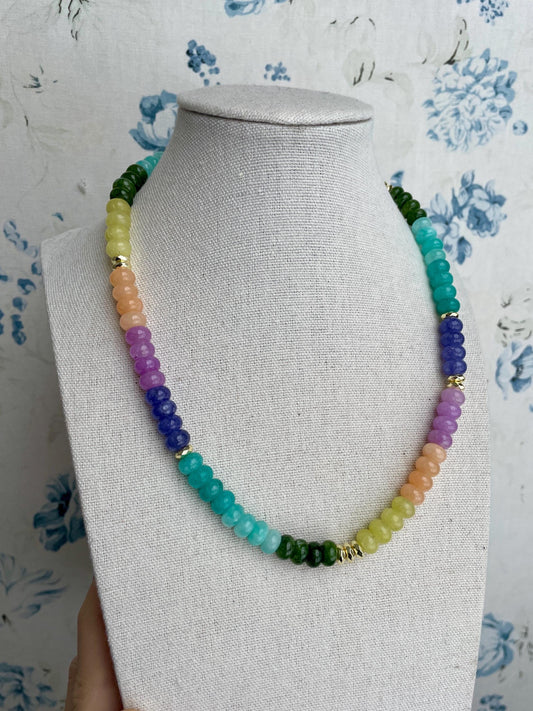 Parade Day - Rainbow Stone Beaded Necklace