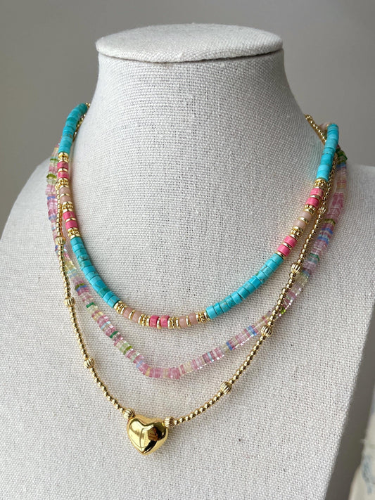 Pool Day - Turquoise Stone Beaded Chocker Necklace