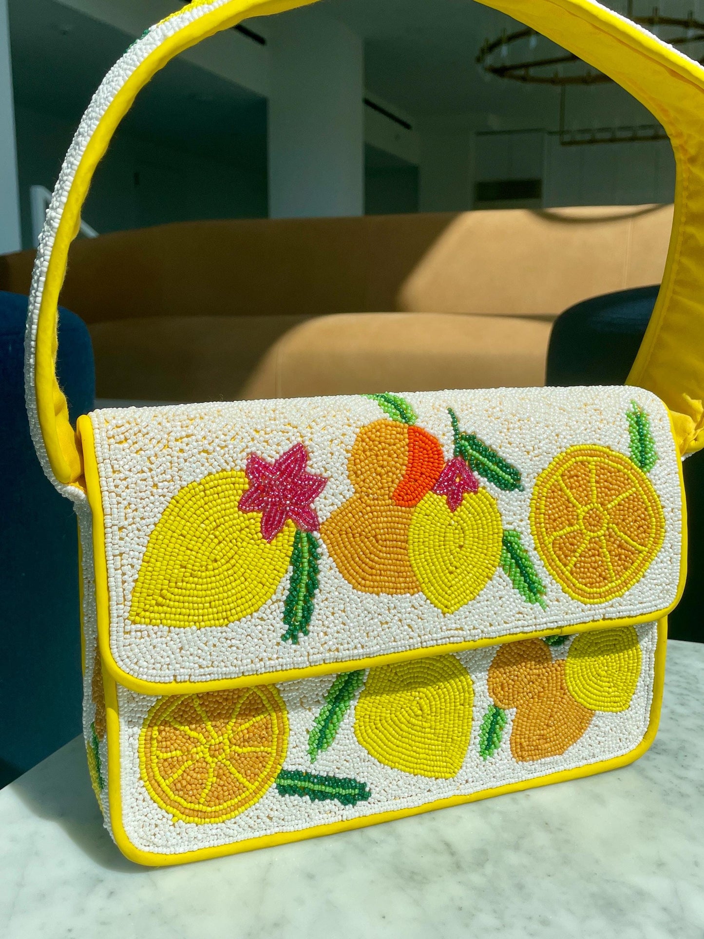 Make Lemonade Beaded Shoulder Bag