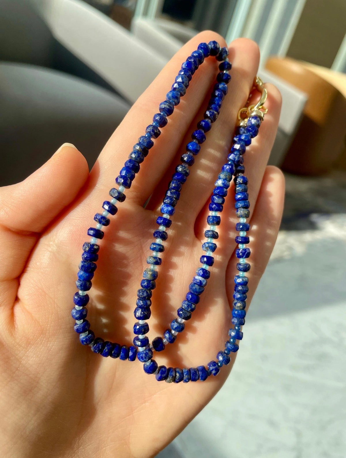 Snow Day - Lapis Gemstone Necklace