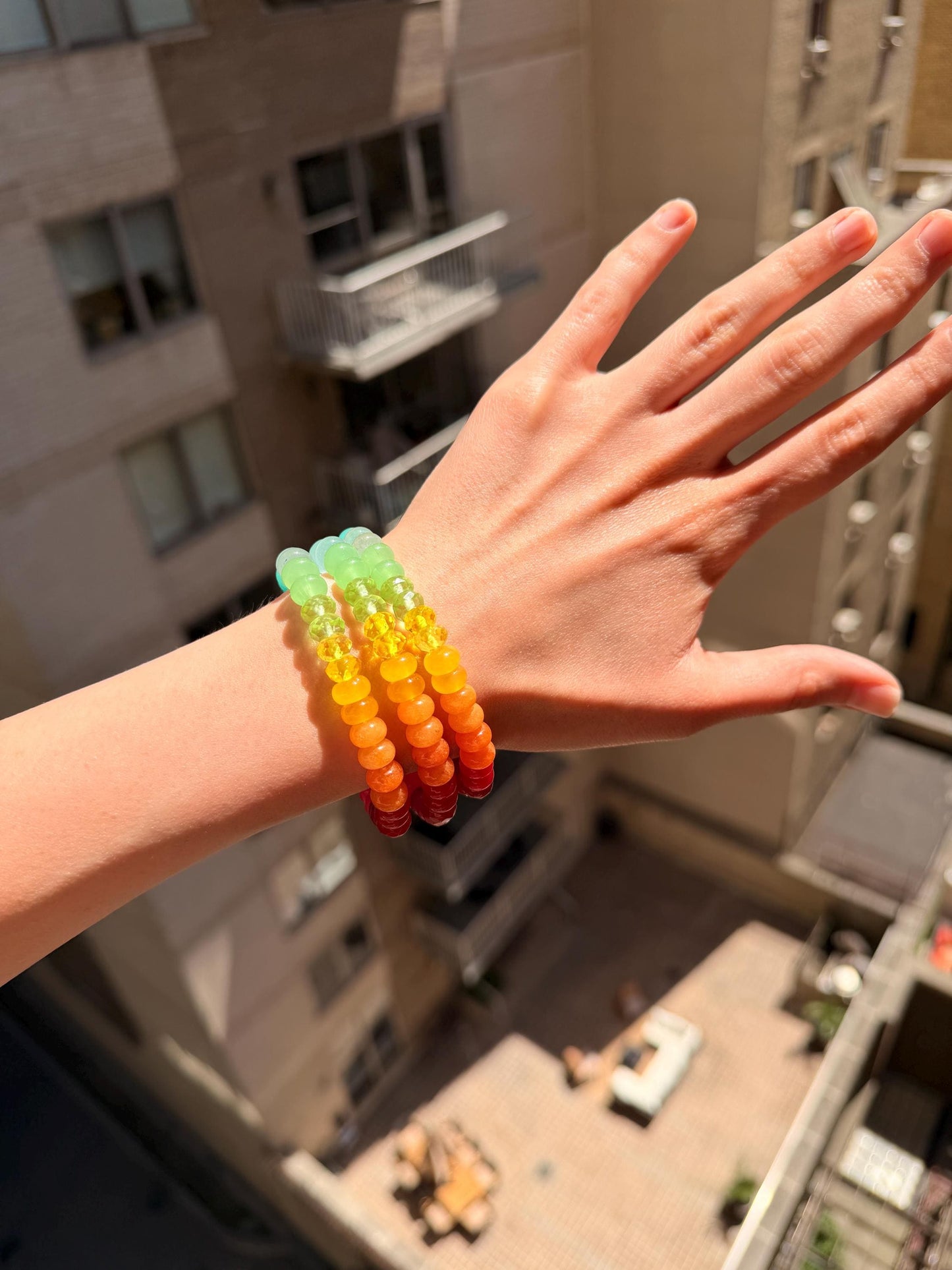 Sno Cone - Rainbow Colorblocked Gemstone Candy Bracelet