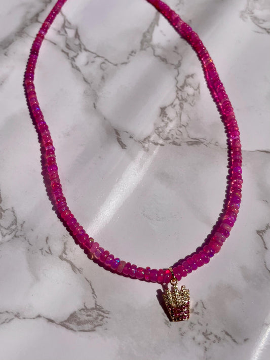 Girl Dinner - Hot Pink Opal Necklace