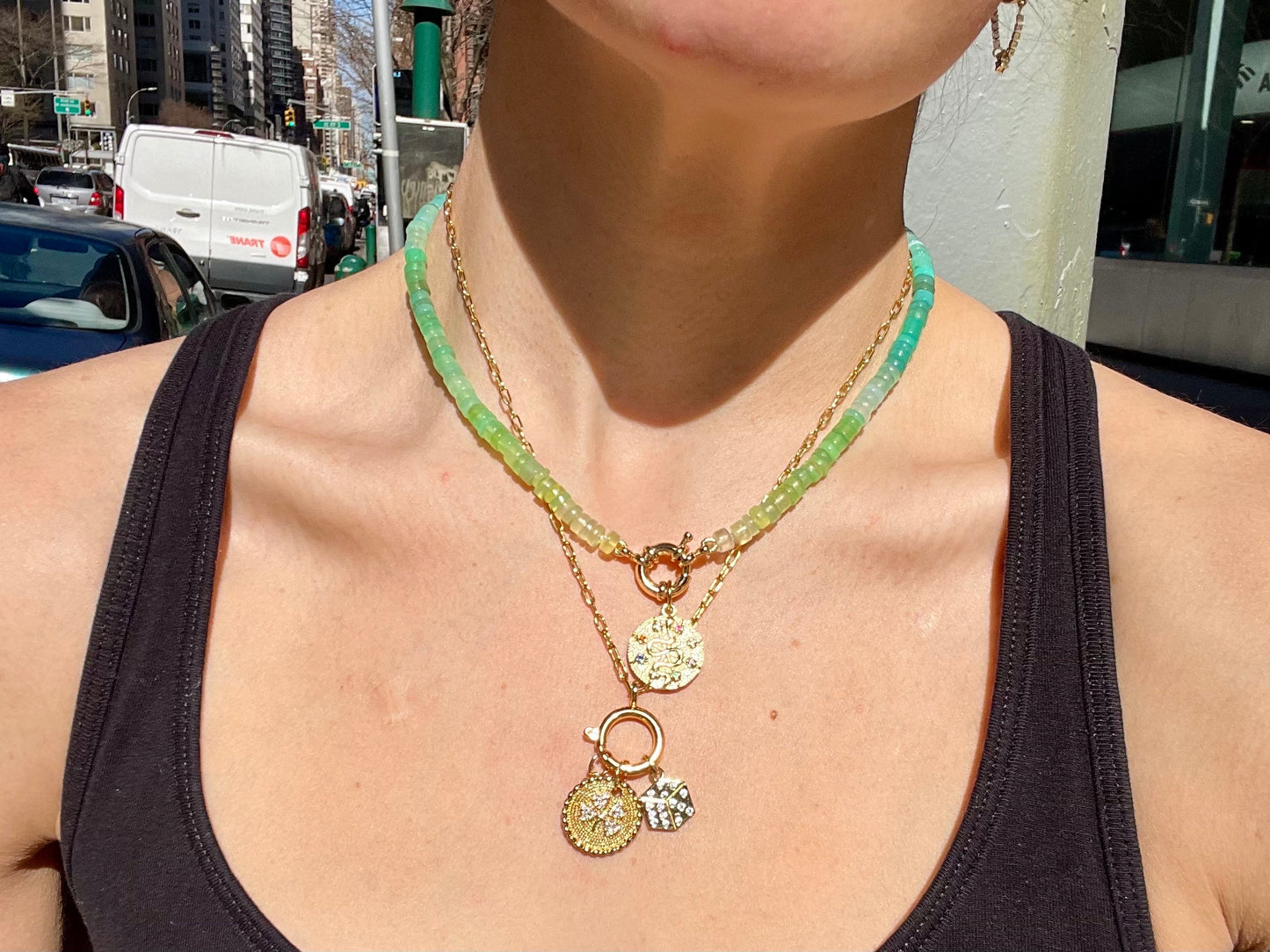 Magically Delicious - Chryso Chalcedony Ombré Gemstone Necklace