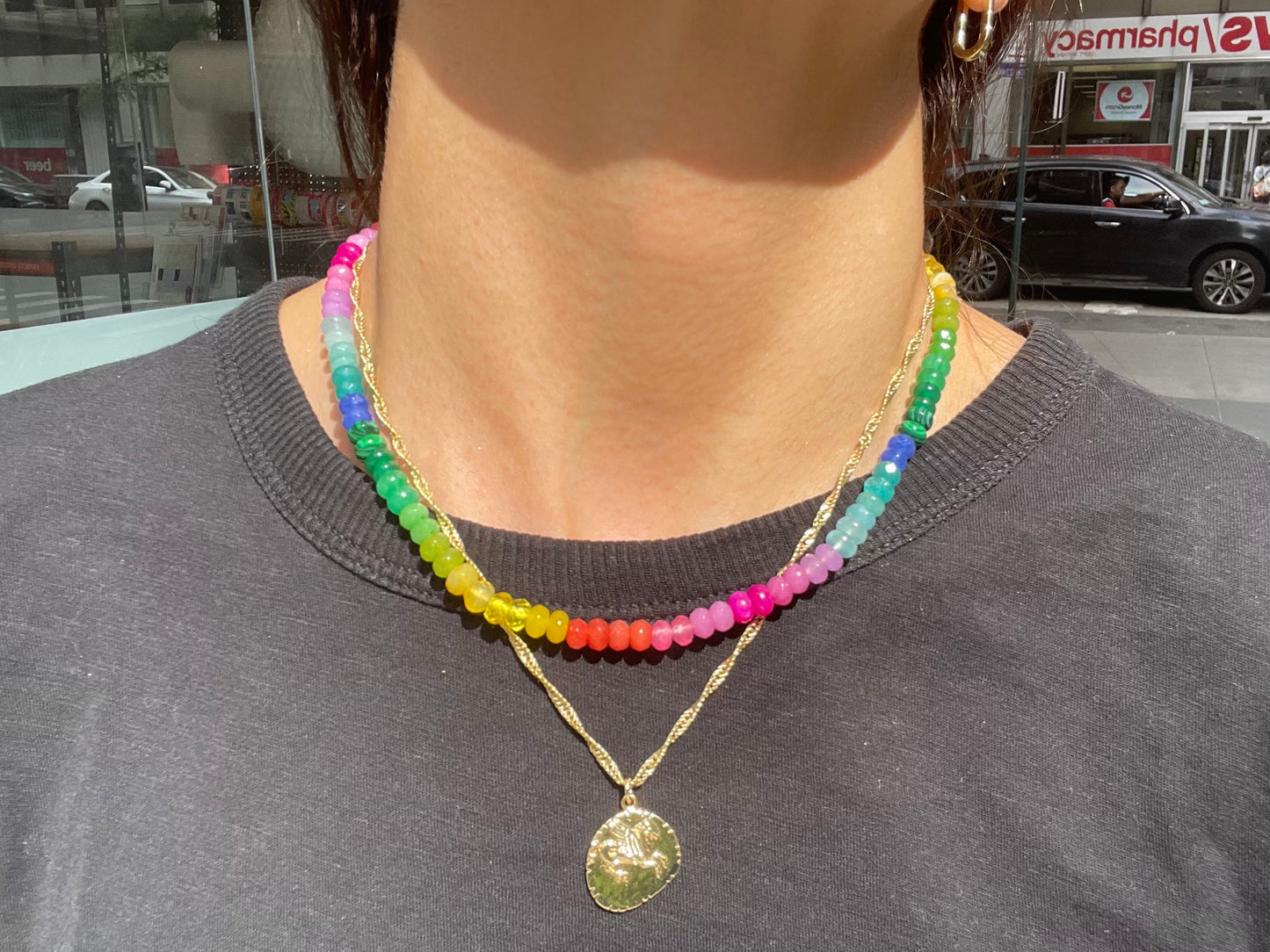 Lil Skittlita - Mini Skittles, Taste the Rainbow Gemstone Candy Necklace