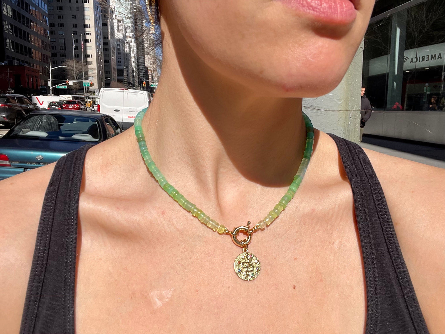 Magically Delicious - Chryso Chalcedony Ombré Gemstone Necklace