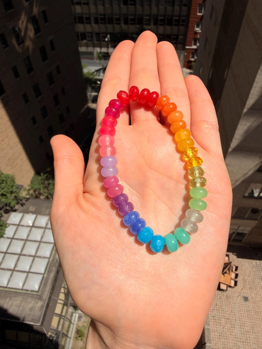Sno Cone - Rainbow Colorblocked Gemstone Candy Bracelet