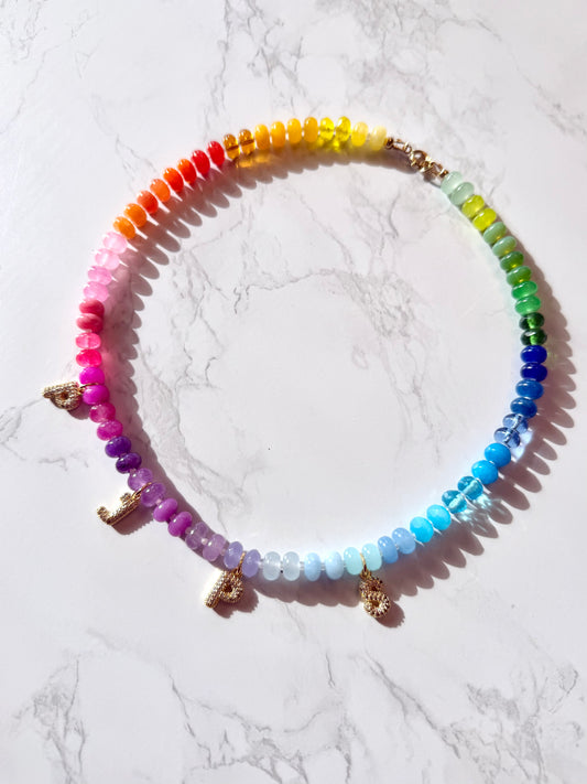 Skittles, Taste the Rainbow - Hand Knotted Gemstone Candy Necklace