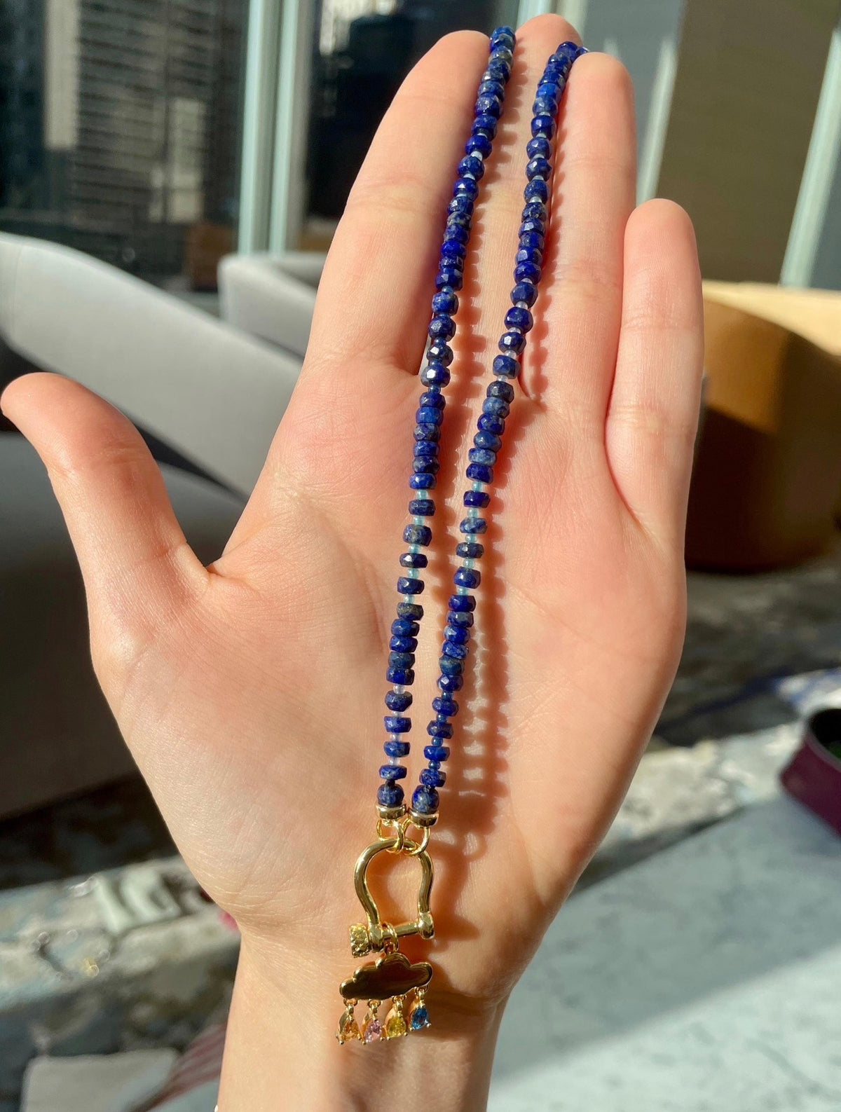 Snow Day - Lapis Gemstone Necklace