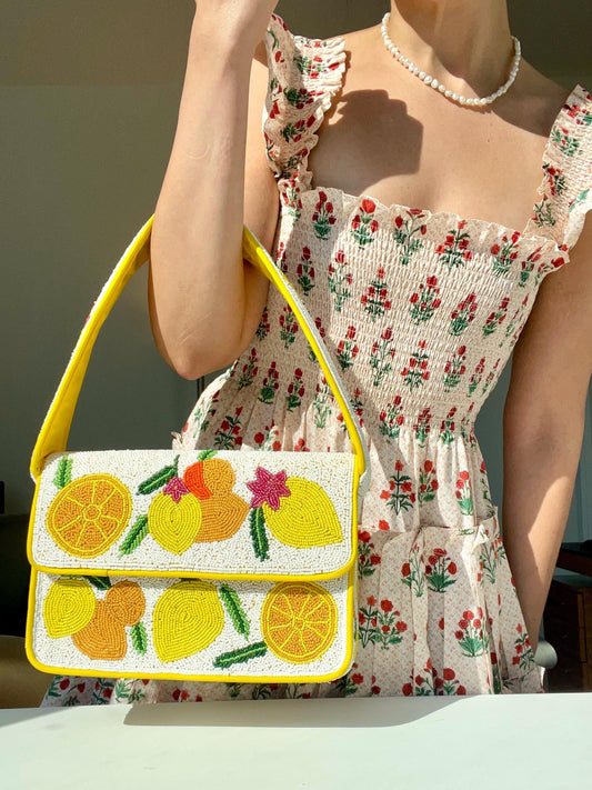 Make Lemonade Beaded Shoulder Bag