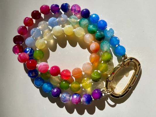 Yo, Tie Dye Girl - Hand Knotted Ombré Rainbow Agate Gemstone Necklace