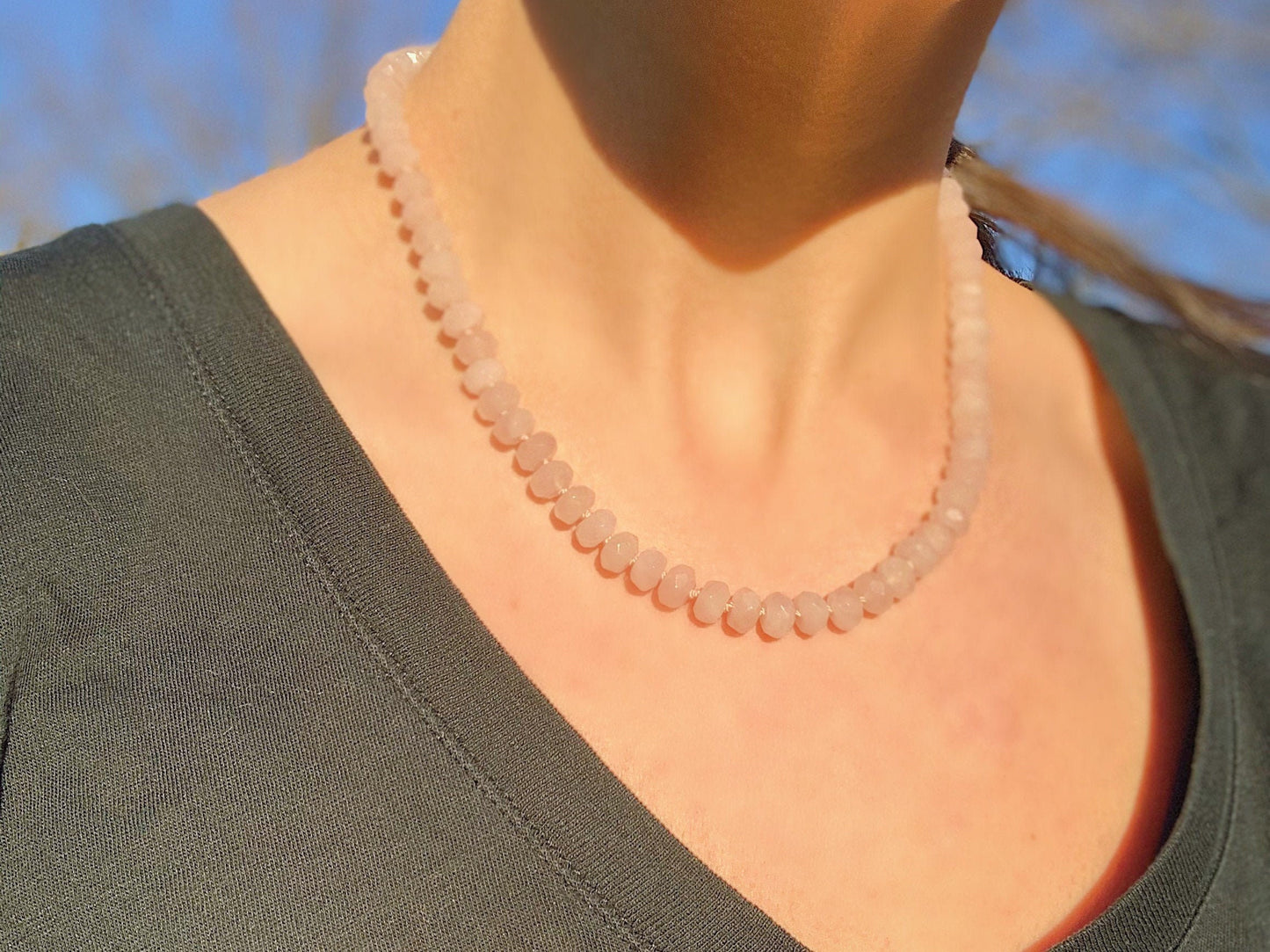 Hand Knotted | ‘Country Time Pink Lemonade’ Rose Quartz Candy Necklace | Sterling Silver | 17.5”