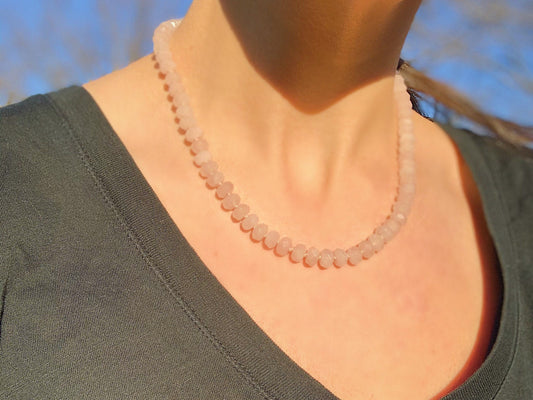Hand Knotted | ‘Country Time Pink Lemonade’ Rose Quartz Candy Necklace | Sterling Silver | 17.5”