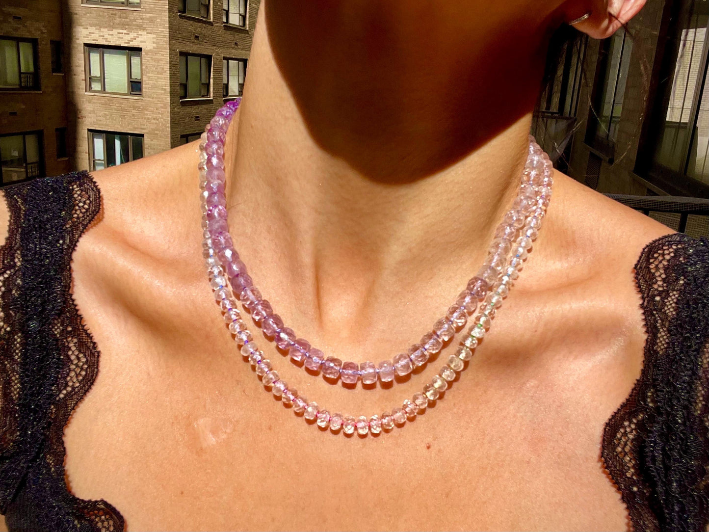 Big Rock Candy Ombre Mountain - Hand Knotted Amethyst Gemstone Necklace