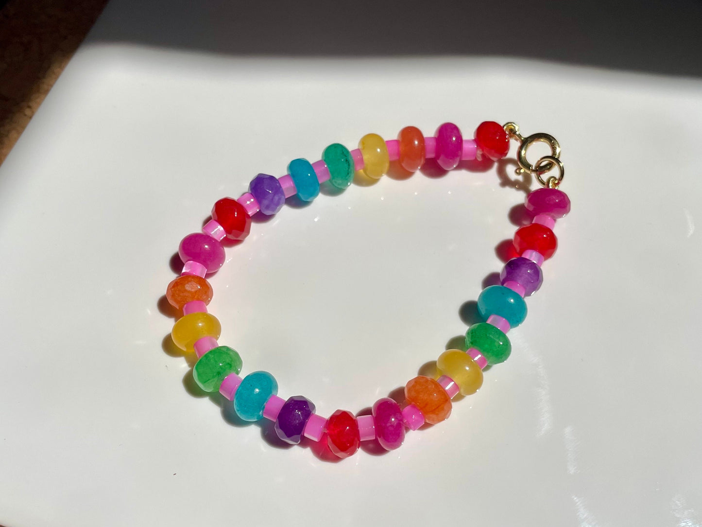 Funfetti Rainbow Gemstone and Mother of Pearl Bracelet
