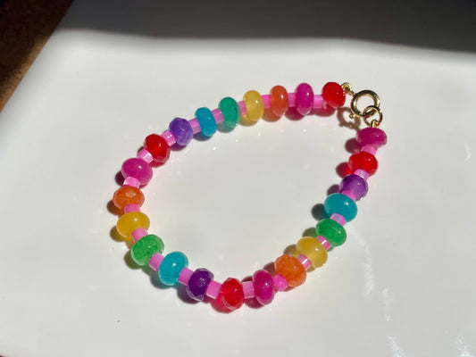 Funfetti Rainbow Gemstone and Mother of Pearl Bracelet