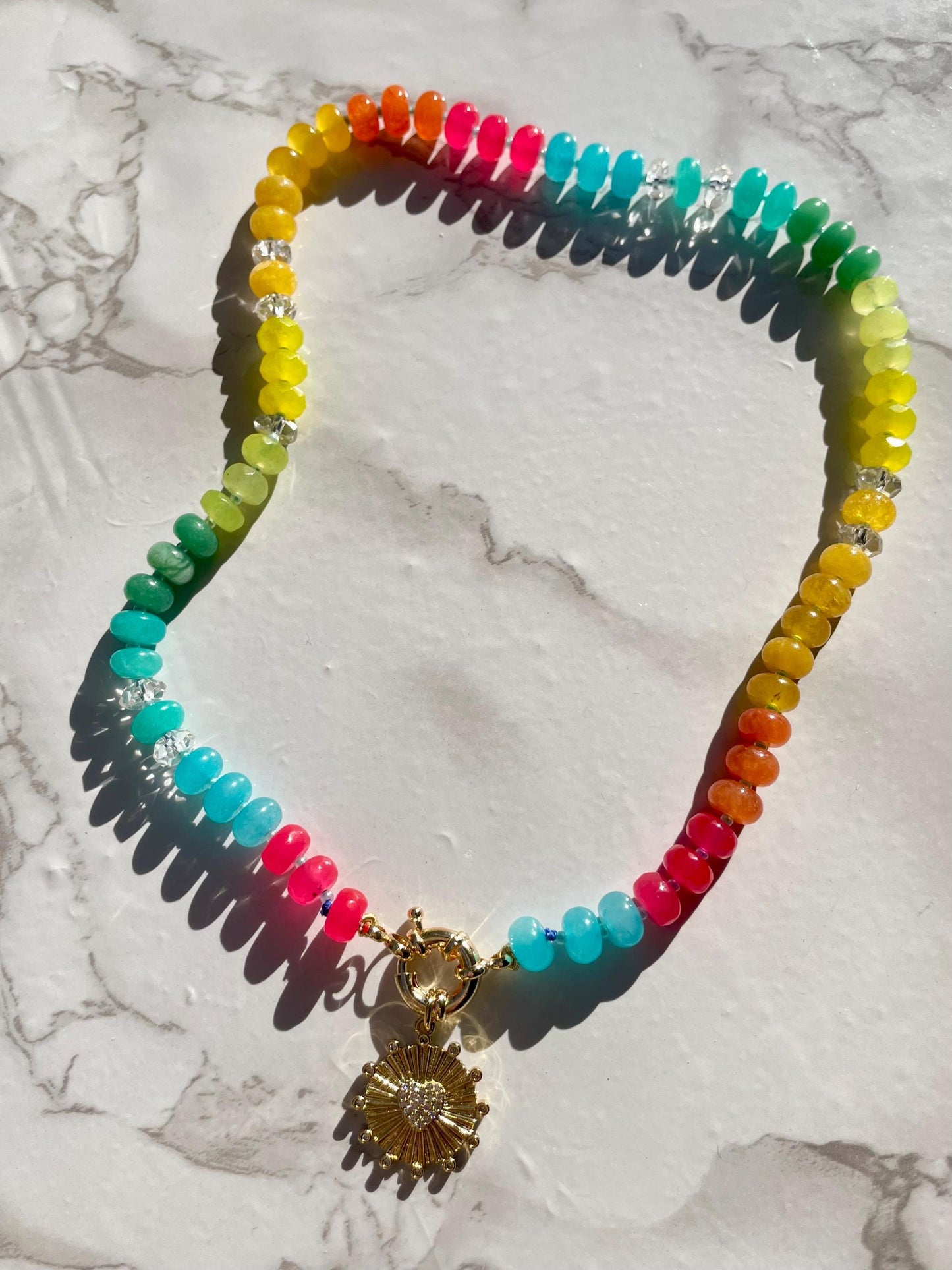 Candyland - Rainbow Stone Beaded Necklace with 14K GF Enhancer Clasp