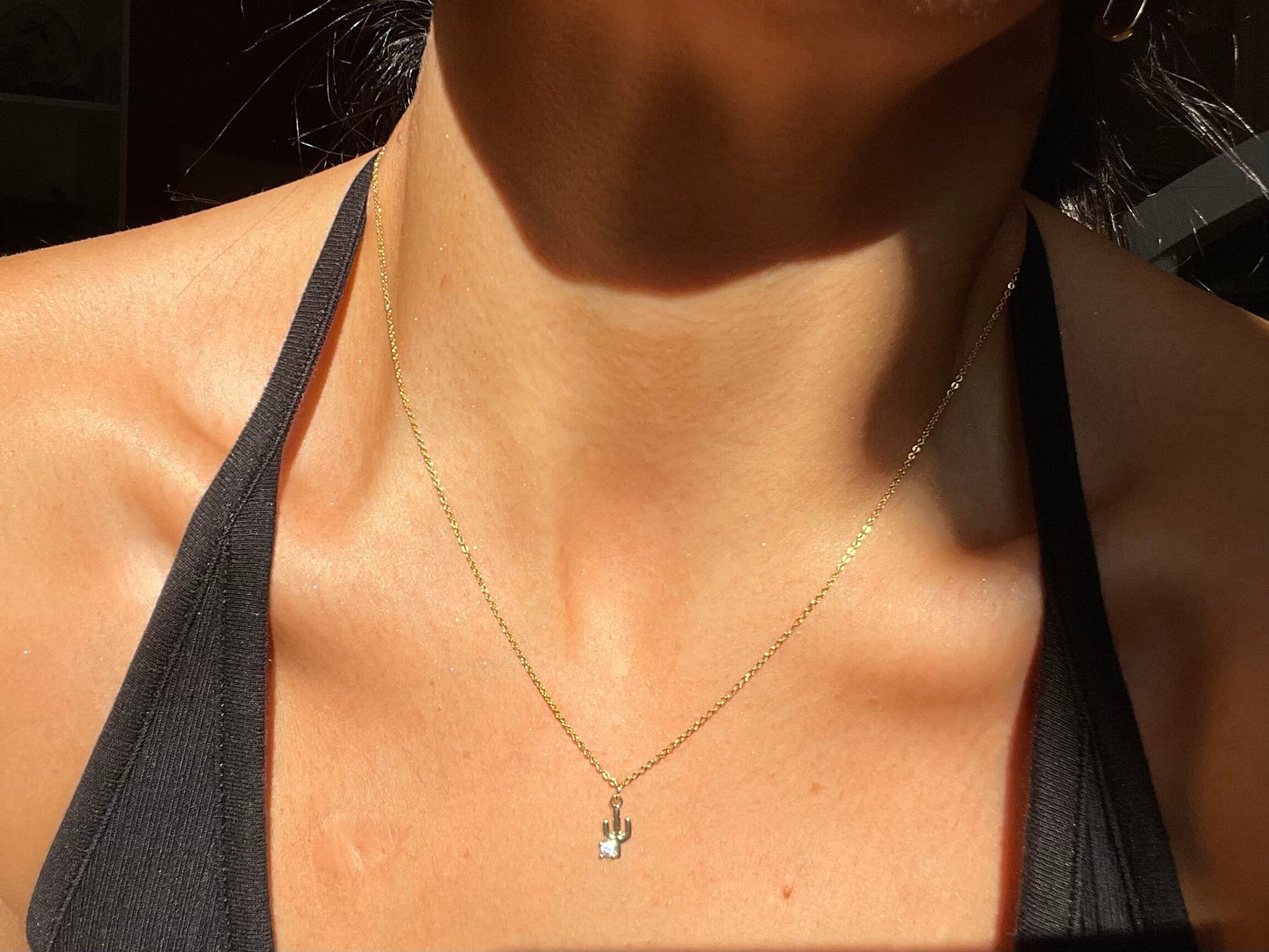 Prickly Little Thing - 14K Gold Filled Cactus Charm Pendant on Adjustable Chain
