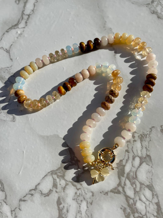 Lip Smackers Frosted Sugar Cookie - Rainbow Stone Beaded Necklace with 14K GF Enhancer Clasp