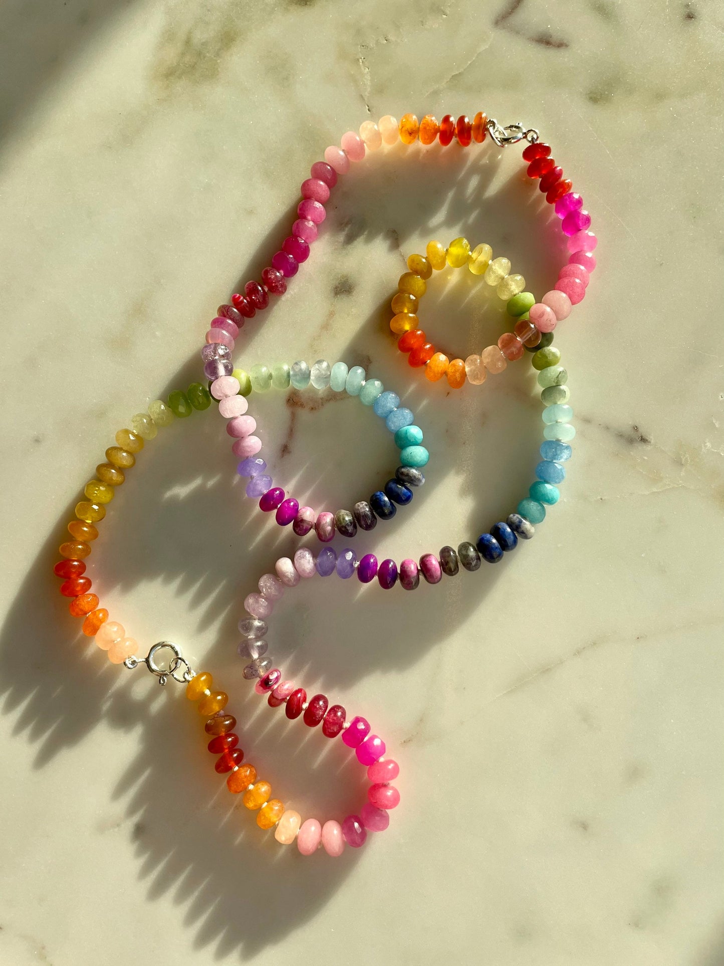 Skittles, Taste the Rainbow - Hand Knotted Gemstone Candy Necklace