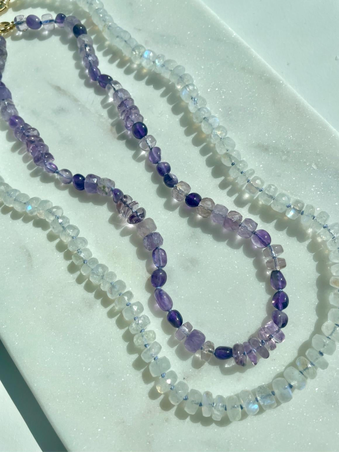 Amethyst Jigsaw Puzzle Hand Knotted Gemstone Candy Necklace
