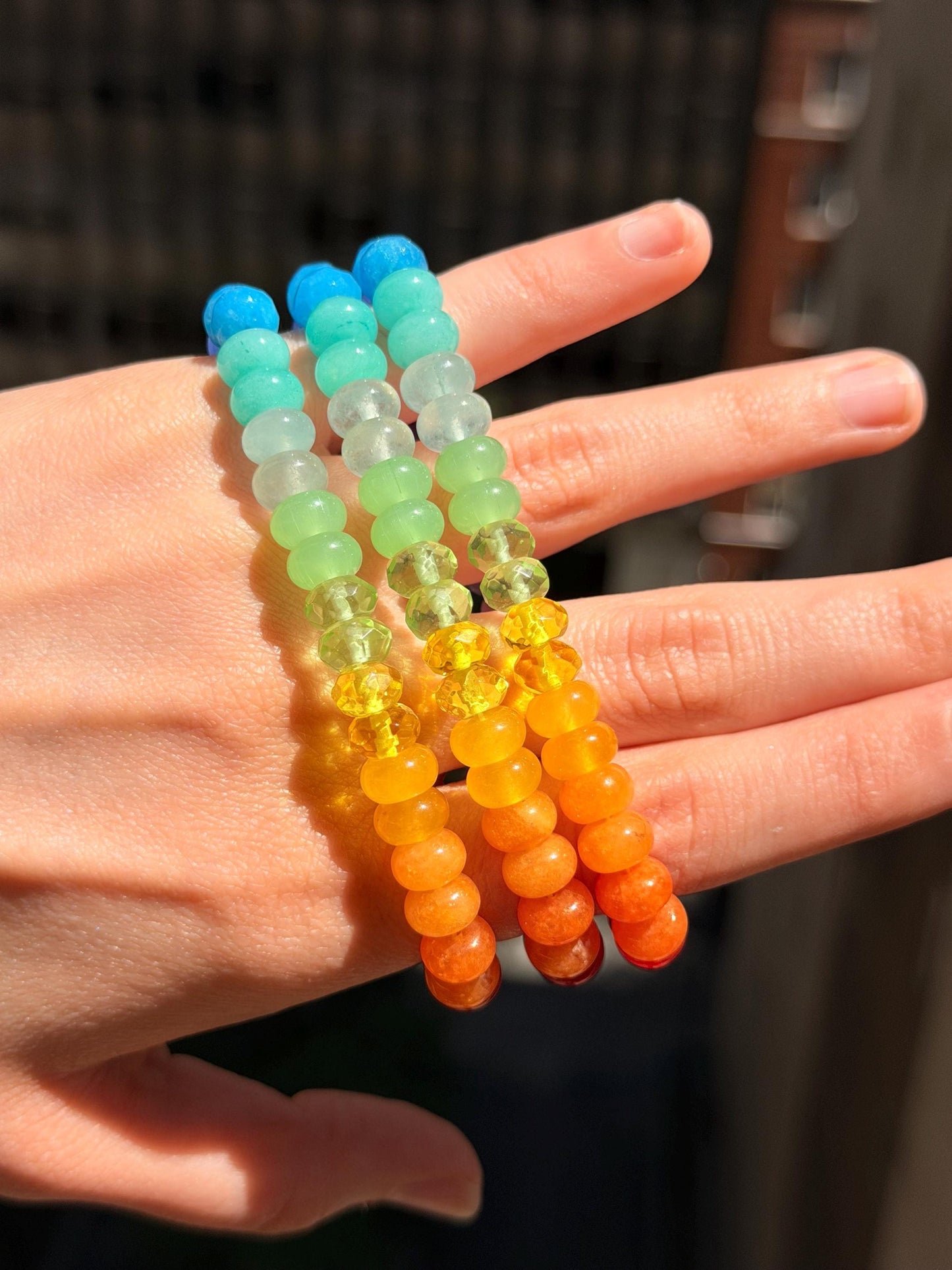 Sno Cone - Rainbow Colorblocked Gemstone Candy Bracelet