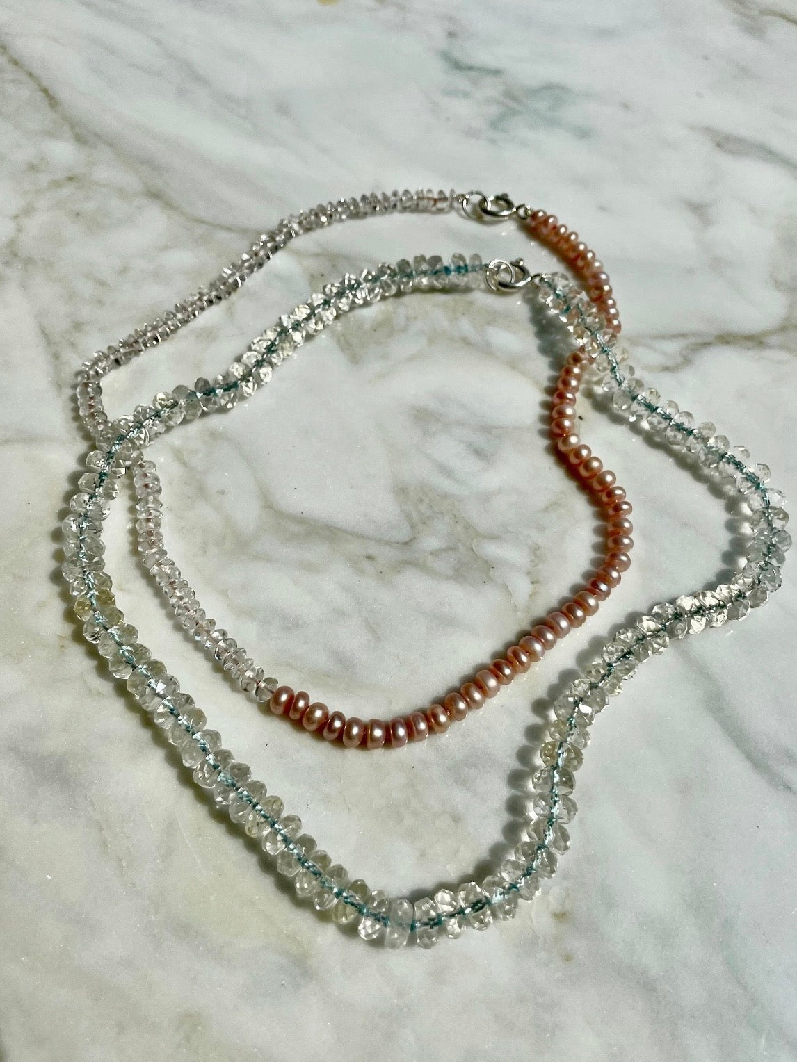 24 Hr Champagne Diet - Hand Knotted Faceted Quartz Gemstone Candy Necklace