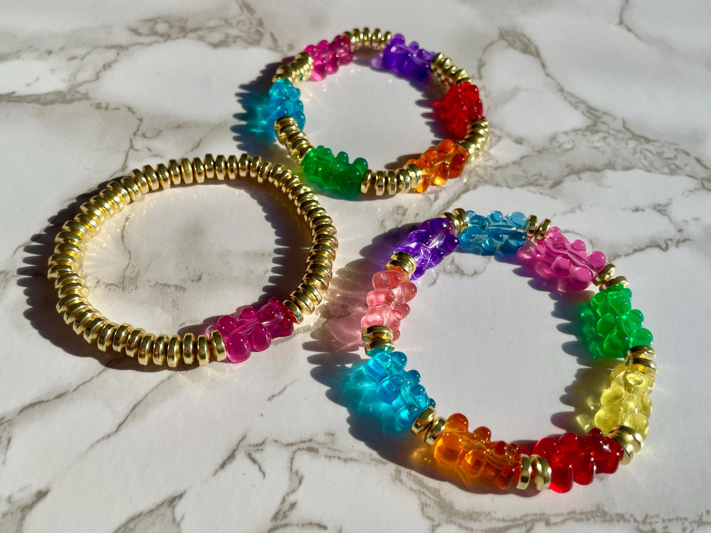 Goldie Bears Gummy Bear & 14K GF Disc Beaded Stacking Set