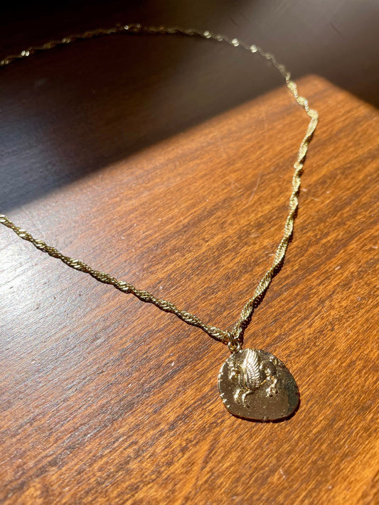 214 Dally Pegasaurus - 14K GF Demi Fine Twisty Chain with Pegasus Coin Pendant