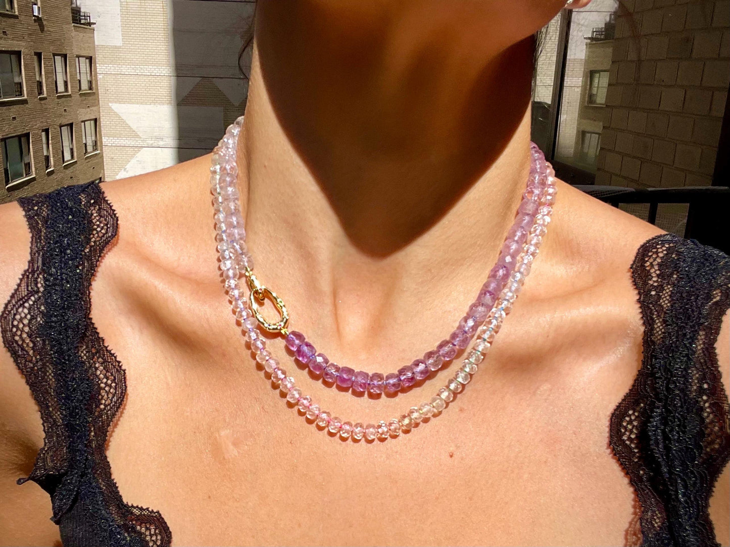 Big Rock Candy Ombre Mountain - Hand Knotted Amethyst Gemstone Necklace