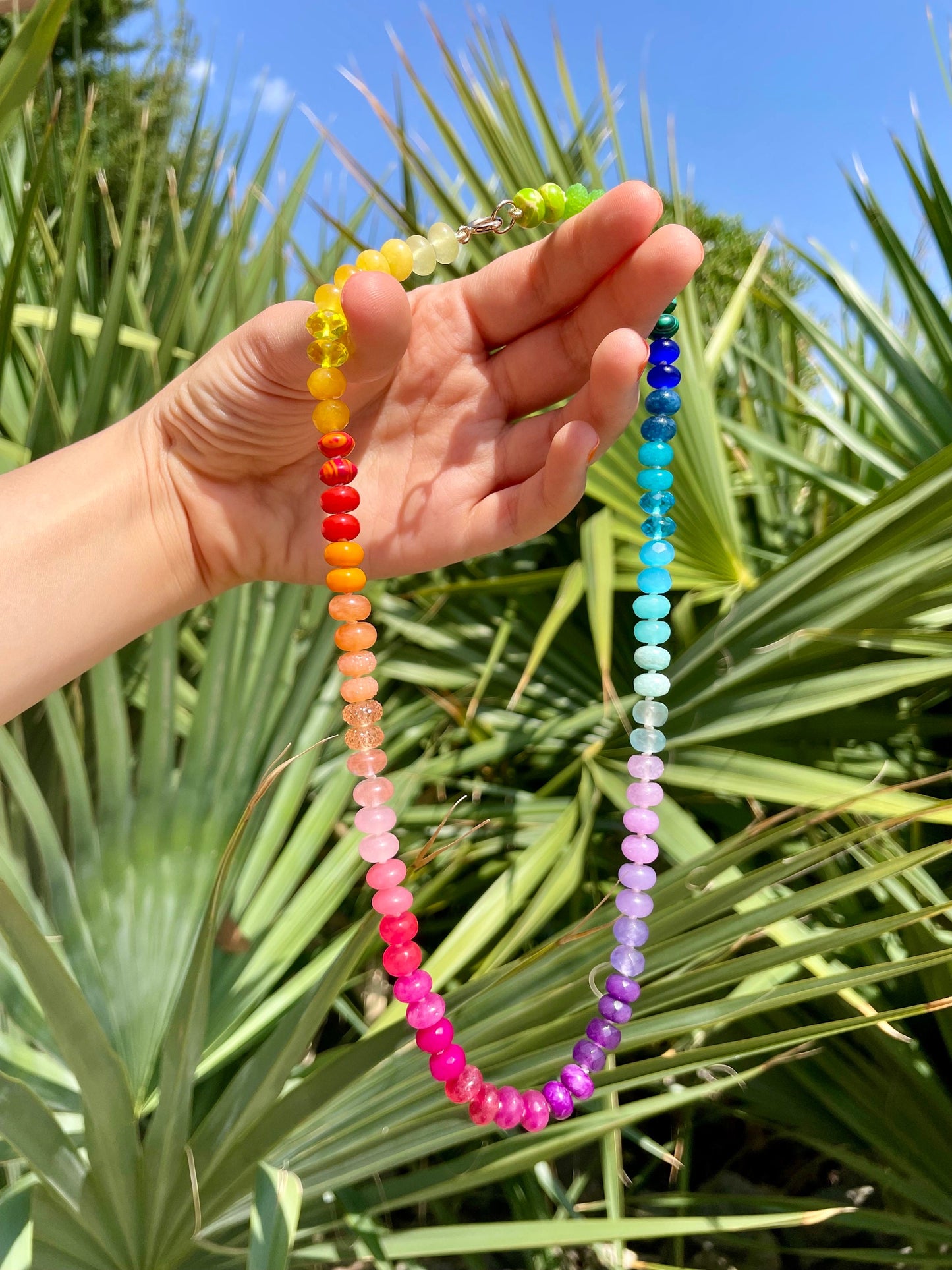 Skittles, Taste the Rainbow - Hand Knotted Gemstone Candy Necklace