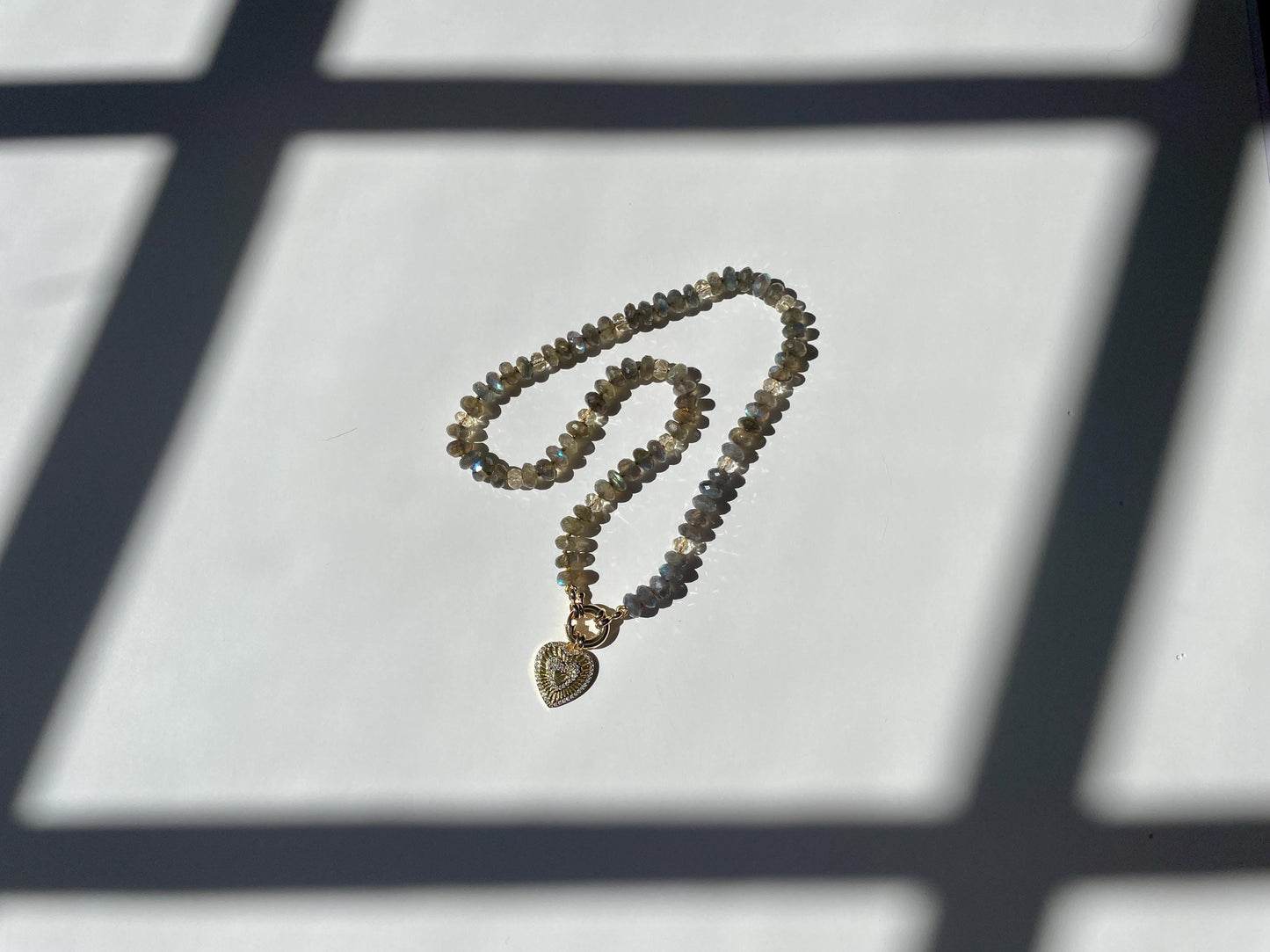 Recess on the BlackTop 2 Labradorite & Citrine Gemstone Candy Necklace with 14K Solid Gold Enhancer Clasp