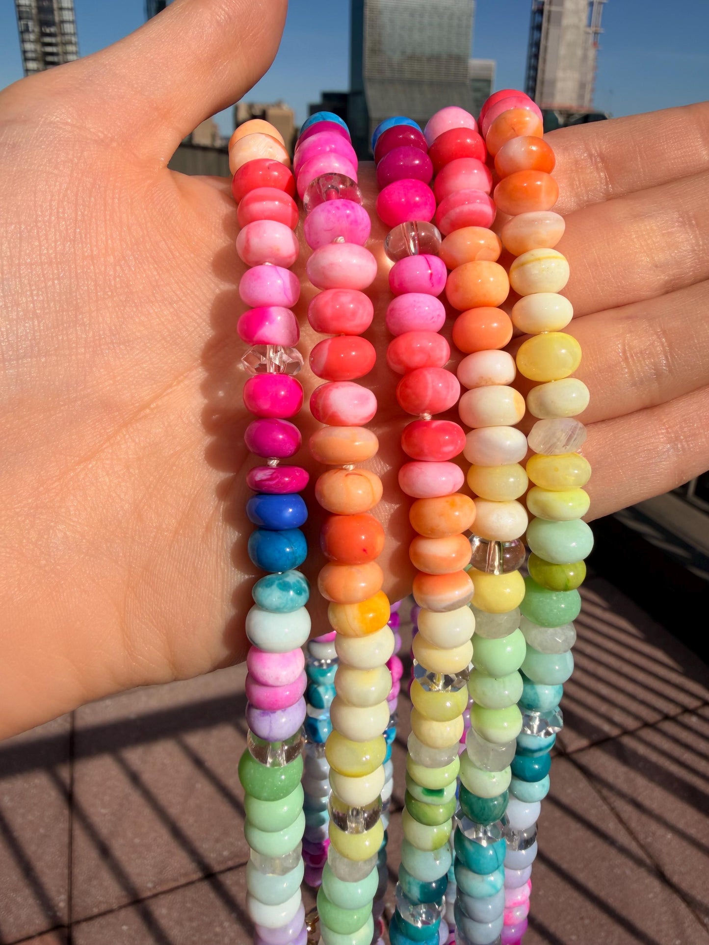 There She Goes - Rainbow Opal, Moonstone, and Quartz Gemstone Candy Necklace