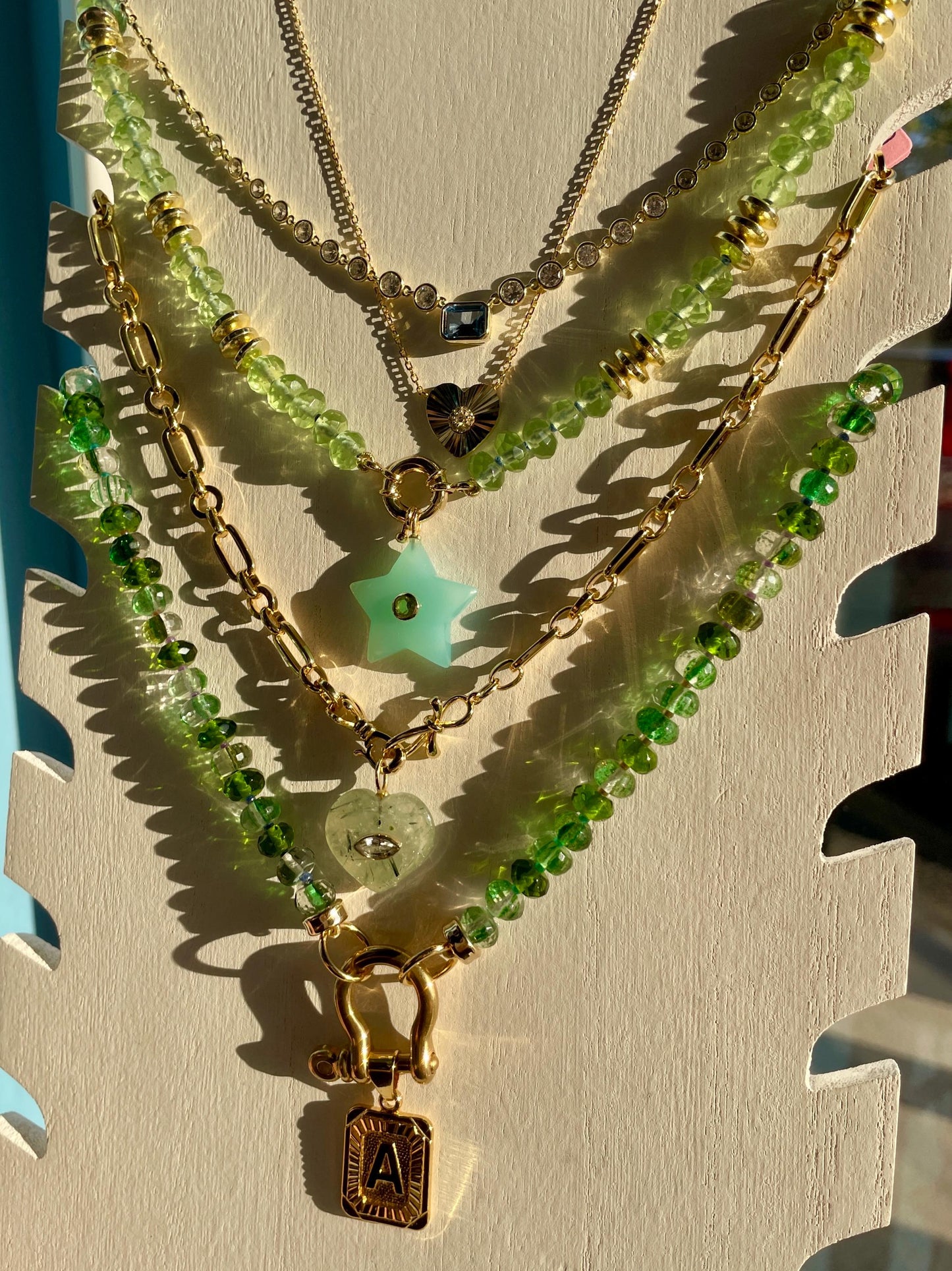 Juicy Juice 2 - Hand Knotted Green Quartz and 14K Gold Filled Gemstone Candy Necklace