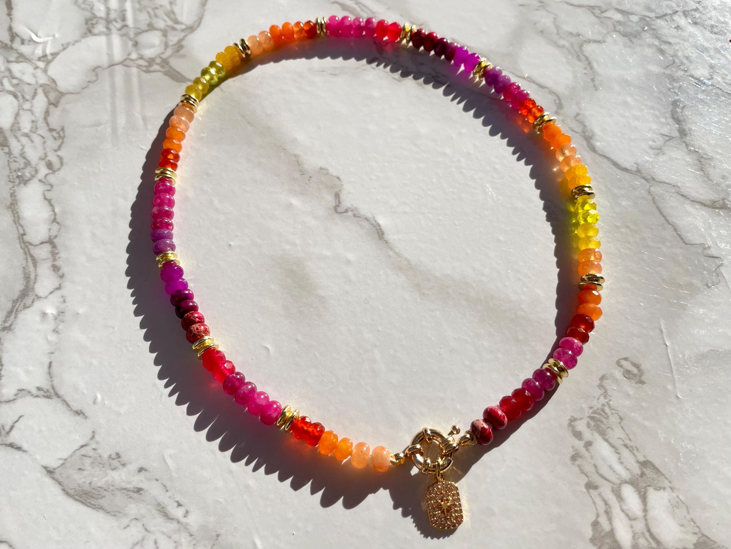 Lil Original Starburst - Rainbow Stone Beaded Necklace with 14K GF Engancer Clasp