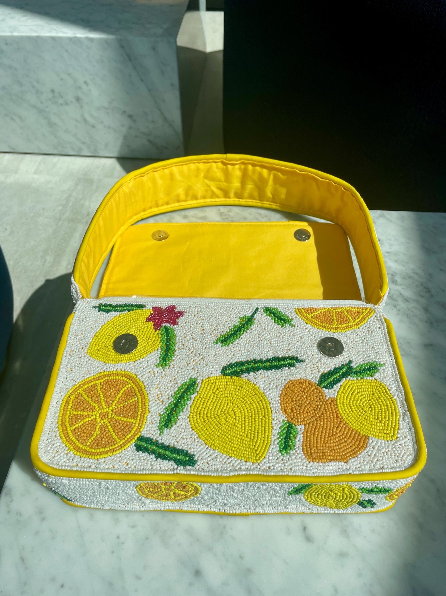 Make Lemonade Beaded Shoulder Bag