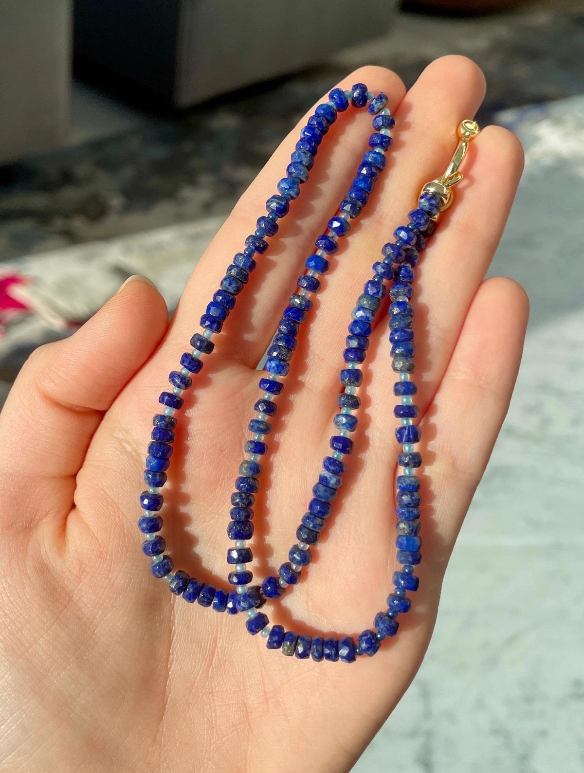 Snow Day - Lapis Gemstone Necklace