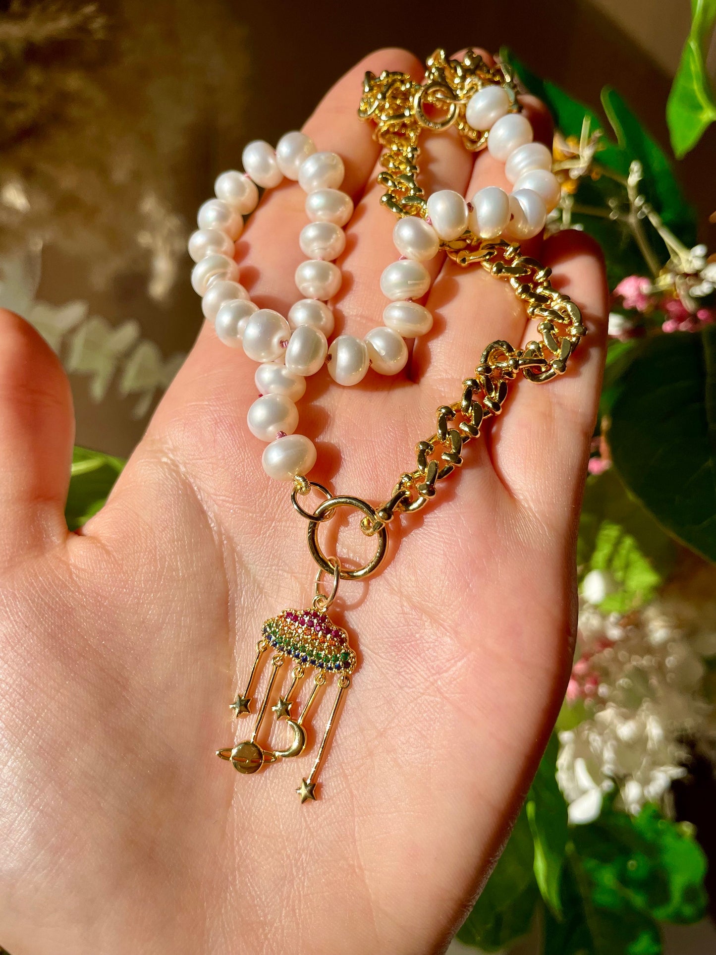 My Parade - Freshwater Pearl and Galaxy Rainbow Necklace