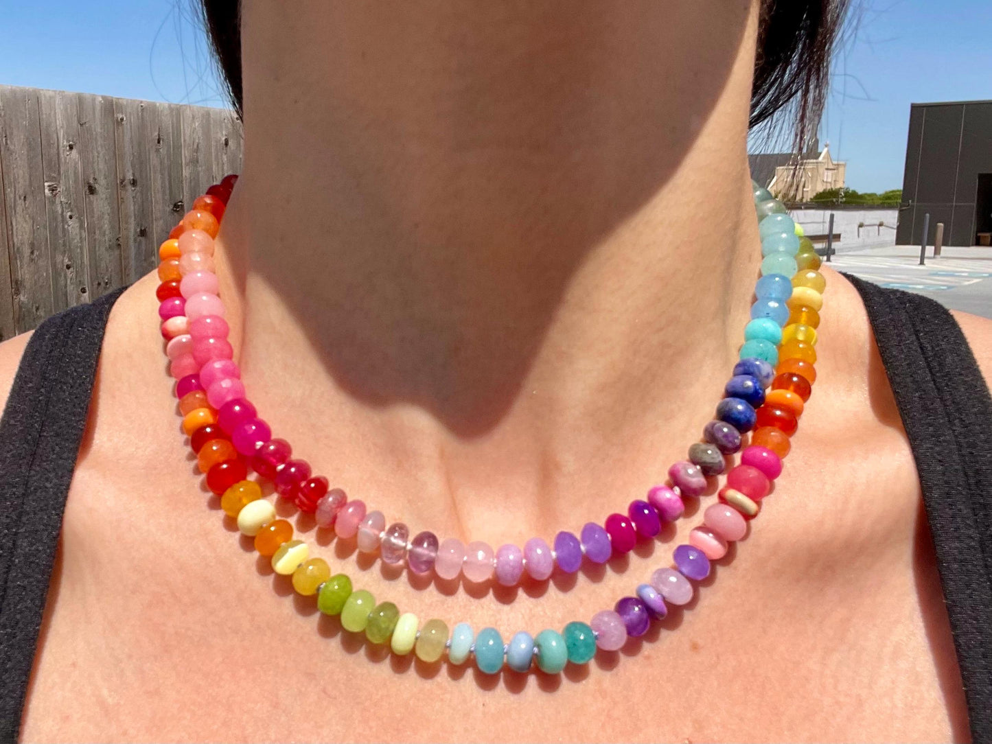 Skittles, Taste the Rainbow - Hand Knotted Gemstone Candy Necklace