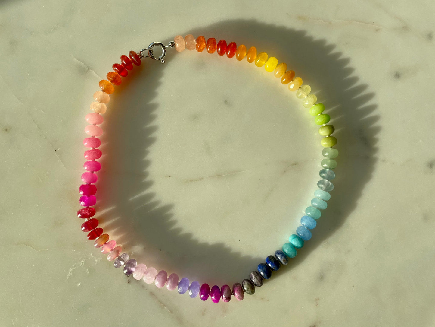 Skittles, Taste the Rainbow - Hand Knotted Gemstone Candy Necklace