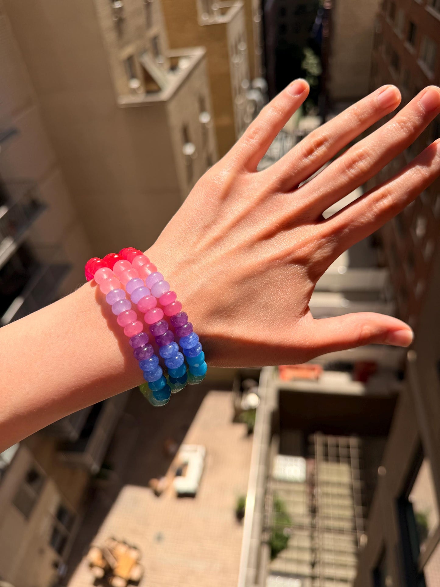 Sno Cone - Rainbow Colorblocked Gemstone Candy Bracelet