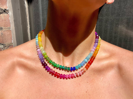 Skittles, Taste the Rainbow - Hand Knotted Gemstone Candy Necklace