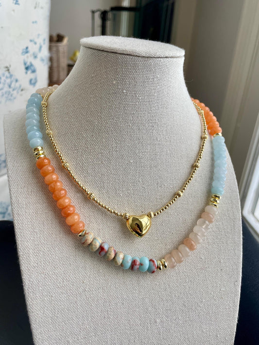 Beach Day - Colorblocked Stone Beaded Necklace