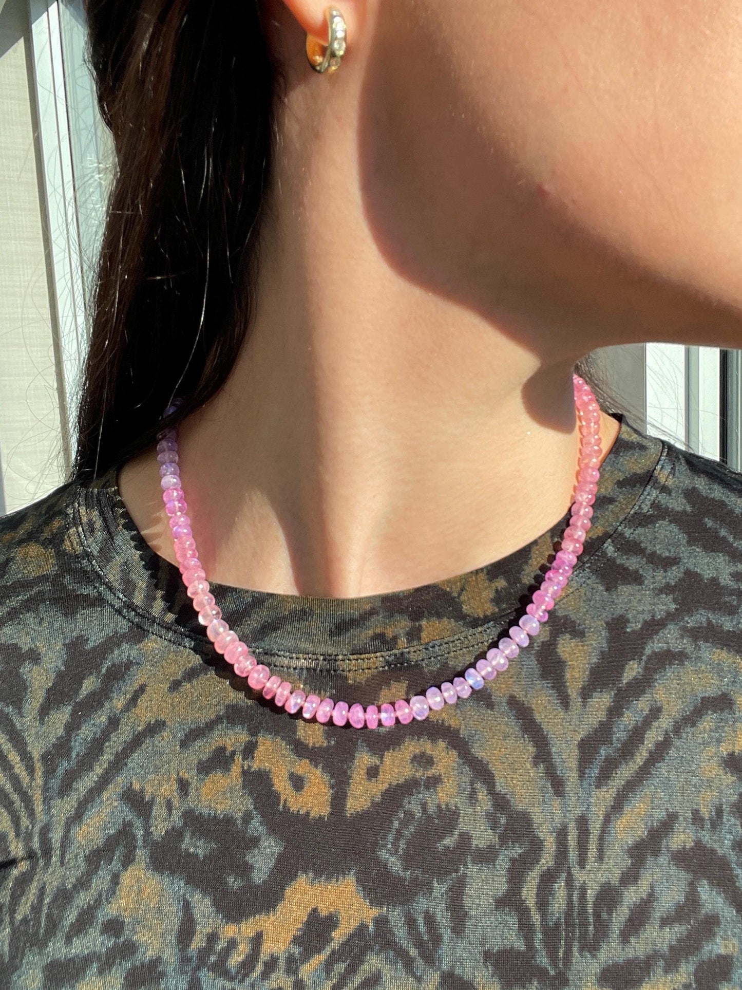 Nerds - Purle and Pink Ombre Moonstone, 14K Gold Filled Clasp, Handknotted Silk Thread