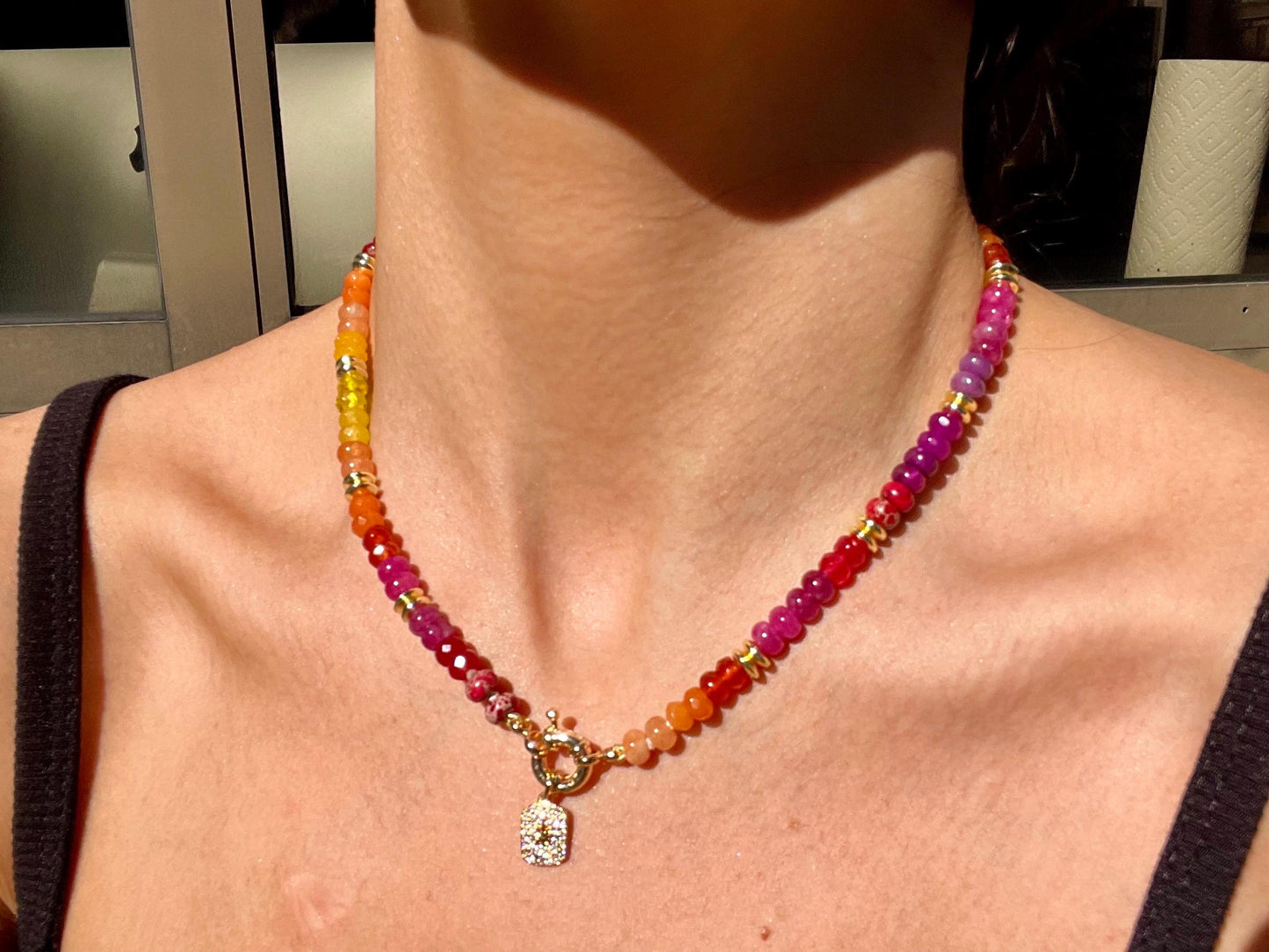 Lil Original Starburst - Rainbow Stone Beaded Necklace with 14K GF Engancer Clasp