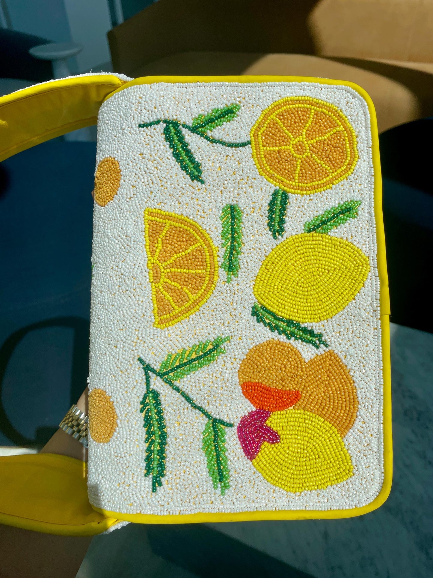 Make Lemonade Beaded Shoulder Bag