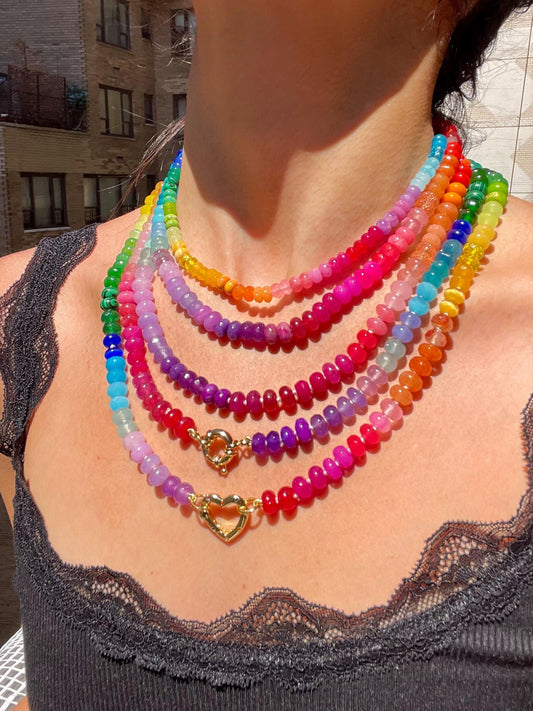 Skittles, Taste the Rainbow - Hand Knotted Gemstone Candy Necklace