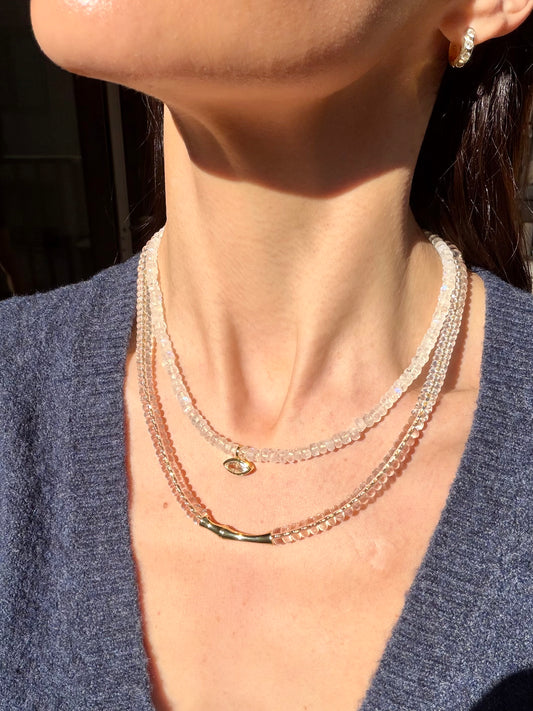 Lil Icee Bamboozle - Quartz Gemstone Adjustable Slider 14K GF Chain Necklace