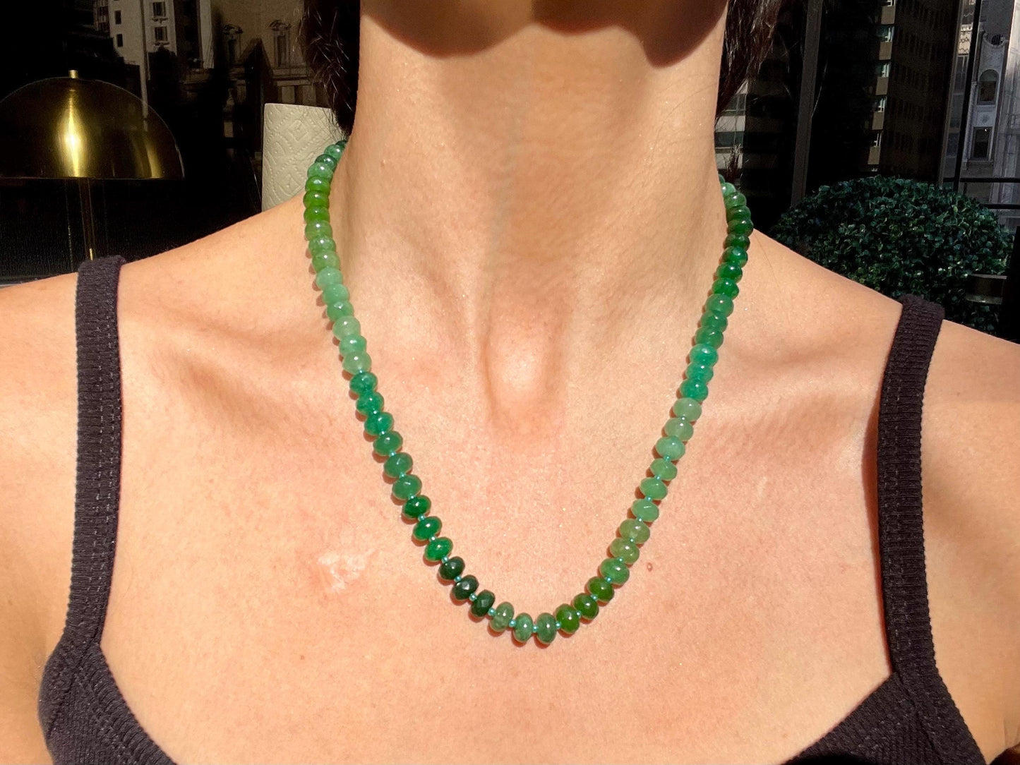 Green Machine - Rainbow Stone Beaded Necklace with 14K GF Enhancer Clasp
